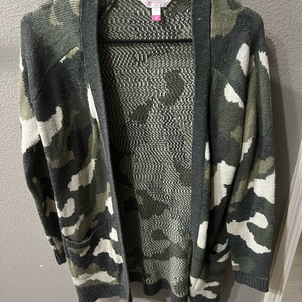 Camo cardigan. Size small